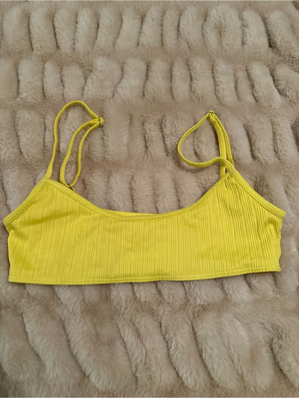 Frankie's Bikinis Yellow Ribbed Crop Swim Top